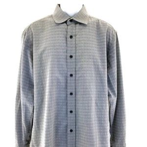 Robert Graham Shirt Button-Front Gray Checks Cuff